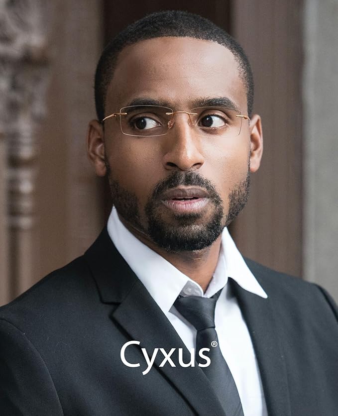 Cyxus Titanium Blue Light Glasses for Men Blue Light Blocking Eyewear Ultra Light Anti Eye Strain Rimless Eyeglasses Reduce Headache