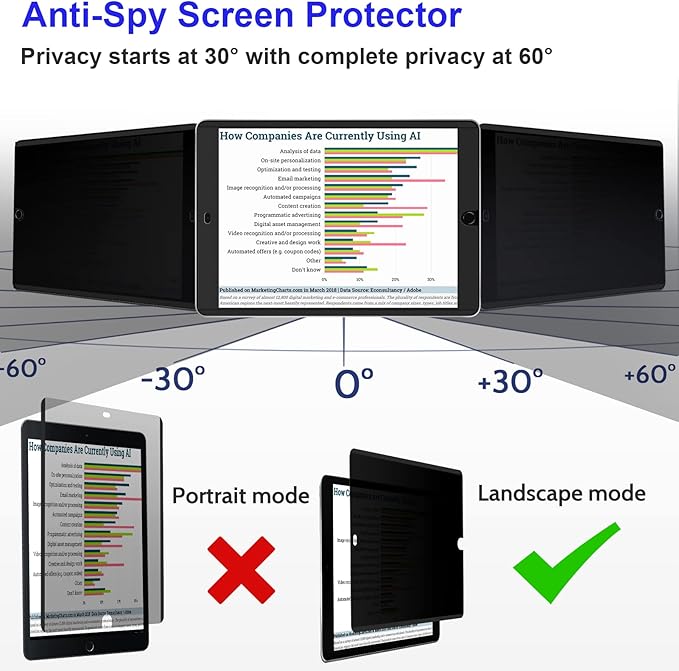 Mamol Magnetic iPad 10.2 Privacy Screen Protector for Apple iPad 10.2" 9th/8th/7th Generation 2021/2020/2019, Removable&Reusable Anti Blue Light Glare Spy Privacy Filter for iPad 10.2 Inch, High