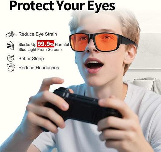 Blue Light Blocking Glasses, 99.9% Blue Light Filter Glasses, Anti Eye Fatigue for Gamers and Office Workers, Experience Comfort for Computers, Smartphones, and TVs