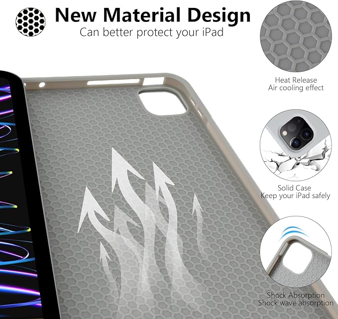 besky Keyboard Case for iPad Pro 12.9 inch (5th, 6th Generation) & New Air 13 inch M2 (Only Applies to 3 iPads Model) - Wireless Detachable Keyboard- Pencil Holder, with Auto Sleep/Wake Function