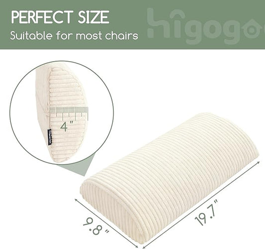 HIGOGOGO Lumbar Support Pillow for Recliner Chair/Accent Chair/Couch, Memory Foam Back Support Cushion for Elderly, Recliner Cushions for Back Rest, Pain Relief, Reading, Washable Cover, Beige