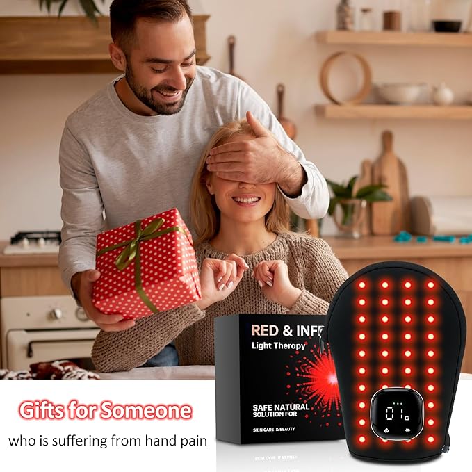 Red Light Therapy for Hand Pain Relief with 660nm & 850nm Infrared Light, 5 Modes, Timer, Cordless Rechargeable LED Near Infrared Light Therapy Gloves Device for Arm/Forearm/Finger/Wrist Joint