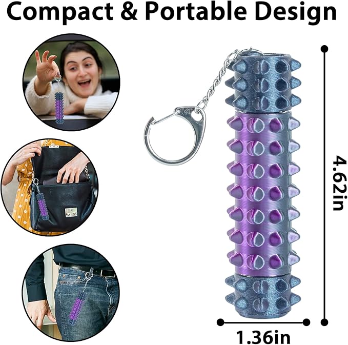 Little Pain Stim Ouchies Fidget Toys for Adults,3D Printed Spiky Pain Stim, Sensory Fidget for Stress & Anxiety Relief, ADHD, Autism,Office Desk Toys, Gifts for Men & Friends (Black Purple)