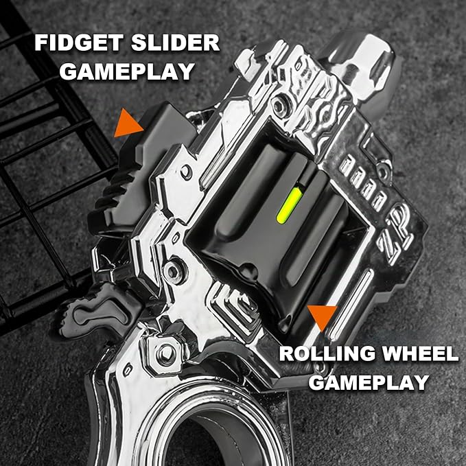 SKEDC Fidget Toys Adults, Alloy Fidget Slider Fidget Clicker Fidget Spinner, EDC Laucher Toy ADHD Tools Executive Desk Toy for Keep Focus & Relief Stress, Cool Gadgets for Men (Silver)