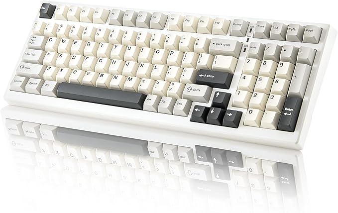 YUNZII YZ98 Gasket Mechanical Keyboard,99 Key Hot Swappable BT5.0/2.4G/USB-C Wireless NKRO 98% 1800 Layout with RGB LED Backlit for Linux/Win/Mac(Milk Switch, White)