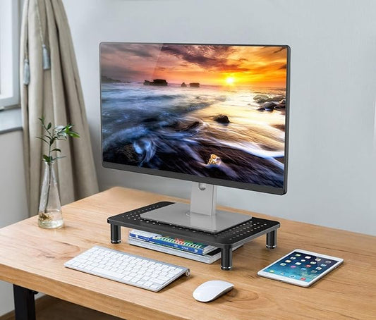 Husky Mounts Monitor Riser Laptop Stand, Adjustable Legs, Stackable, 14.5" x 9.25" x 3.25" Max Height, Matte Black Steel, 1 Stand