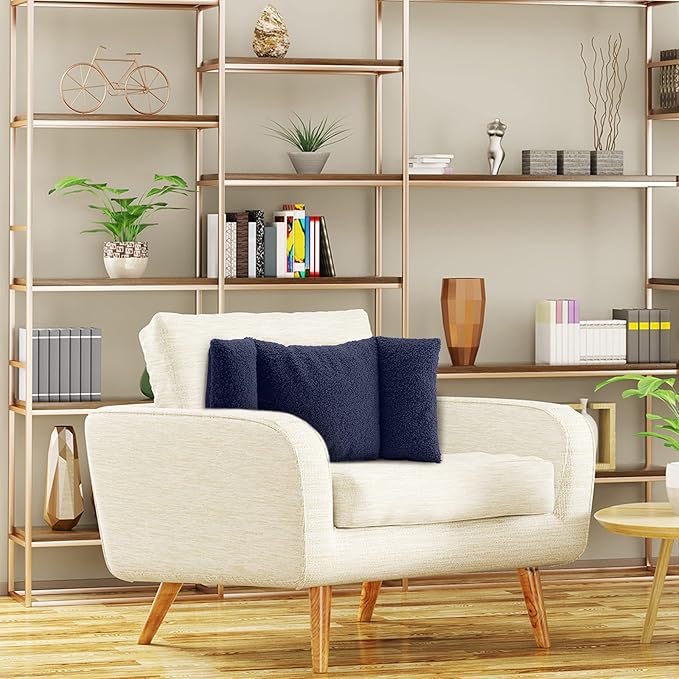 Queekay Fleece Lumbar Support Pillow 3 Section Back Pillow Office Chair for Back Support Comfortable Lumbar Cushion for Car Seat Pain Relief Sofa Rest(Deep Blue)