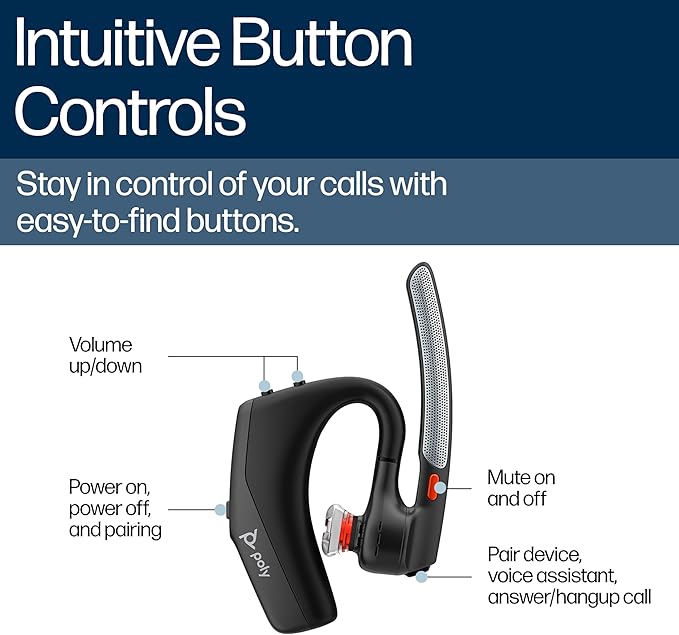 POLY Voyager Legend 30 - Bluetooth Headphones with Mic - Discreet Boom & 4 Noise-Canceling Mics - WindSmart Technology - All-Day Comfort - Seamless Connectivity - Smart Sensors & Call Controls