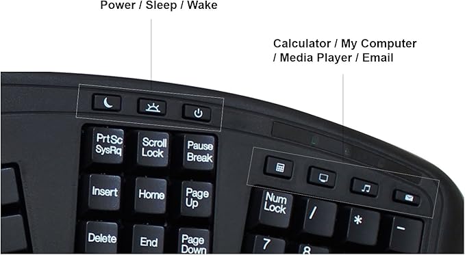 Adesso AKB-450UB - Ergonomic Keyboard with Built-in Touchpad, Wired, Multimedia Hotkeys, Split Keys Design, Built-in Palm Rest for Comfort - Compatible for PC & Windows XP/7/8/10