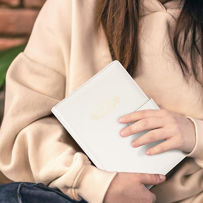 Ospelelf Faux Leather Christian Bible Study Journal for Women, Daily Inspirational Planner Notebook, Mental Health Journal Stress Relief, Undated 3 Month, Beige