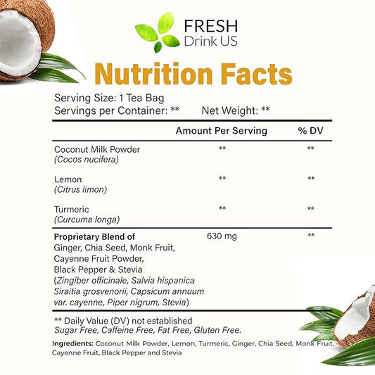 FreshDrinkUS, Premium 40 Tea Bags Daily Rescue Lemon Ginger Tea - 9 Superherbs – 100% Natural Ingredients, Tea Mix for Wellness Boost - Shelf-Stable, Caffeine-Free, Sugar-Free, Vegan