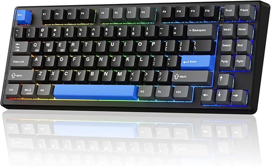 Wireless Mechanical Keyboard,Gasket Mounted with Creamy Sound,Bluetooth/2.4GHz/USB-C,Custom Hot Swappable,RGB Backlit,75% Compact Layout for Gaming/Typing/Win/Mac/PC(Textured Black,Linear Switch)