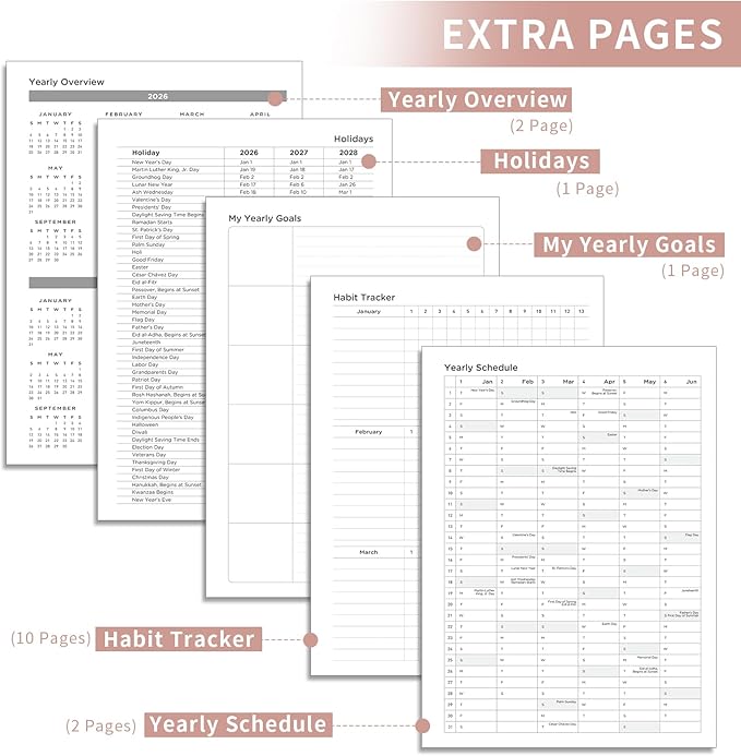 AHGXG 2026 Planner, Weekly and Monthly Planner 2026-2027, Large A4 8.5"x11", Calendar 15-Months Jan 2026 - Mar 2027, Vegan Leather SoftCover, Inner Pocket, Rose Gold