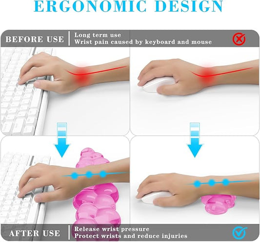 Gel Cloud Keyboard and Mouse Wrist Rest, Cute Wrist Support and Arm Support Keyboard Rest for Keyboard and Mouse Typing Pain Relief,Suitable for Office/Computer/Laptop/Gaming (Pink)