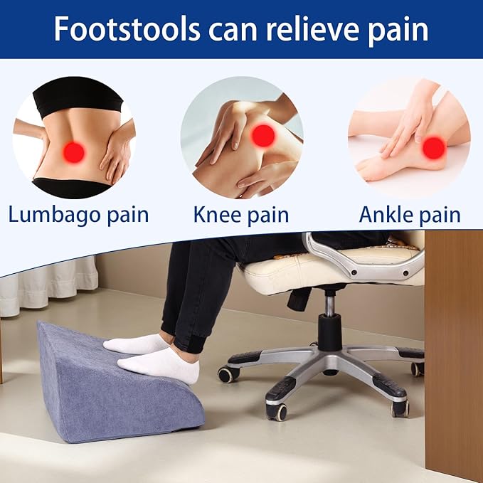 Foot Rest for Under Desk at Work Ergonomic Under Desk Footrest,Support Foot Pillow Double-Sided Footstool, for Office, Home & Gaming Leg Elevation Pillow Blue