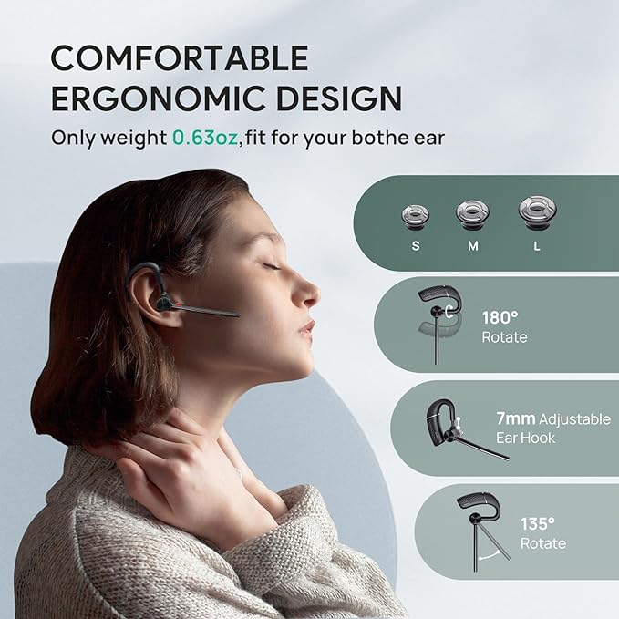 Yealink Bluetooth Headset BH71 Pro,Teams Zoom Certified,Bluetooth Earpiece with Noise Canceling Microphones,Wireless Single Ear Headset with Charging Case,Connect Mobile/Mac/PC,USB-A Dongle