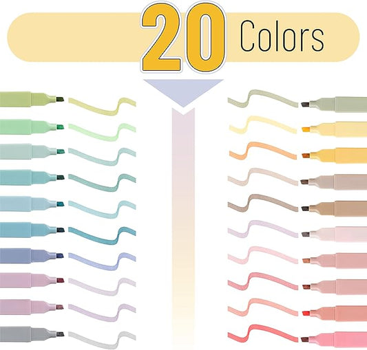 Mr. Pen- Aesthetic Highlighters, 20 pcs, Chisel Tip, Pastel Colors, No Bleed Bible Highlighter Pastel, Assorted Colors