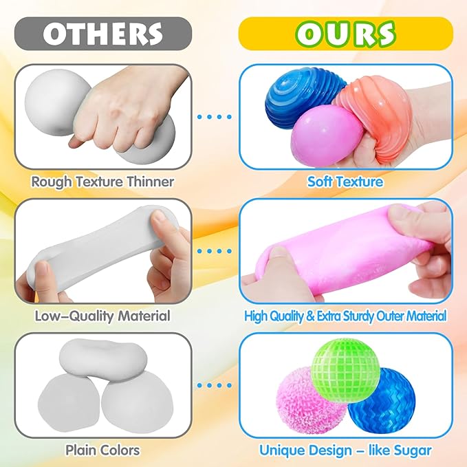 Magic Flour Stress Balls for Kids - 6 Pack Fidget Toys Squishy, Squeezy, Stretchy Sensory Balls - Color-Changing Fun for Anxiety Relief, Party Favors, Classroom Prizes, and Stress Relief Gifts