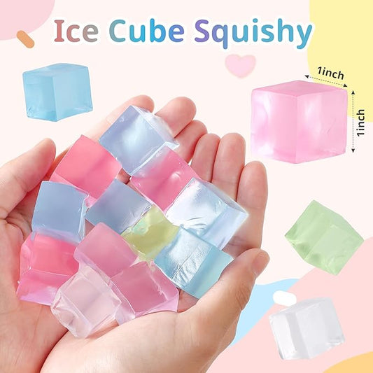 Jongdari Small Ice Cube Squishy Stress Cubes Balls Fidget Toys, Slow Rise Anxiety Relief Sensory Squeeze Toy Birthday Gifts Party Favors for Kids & Adults - 20pcs, Random Colors