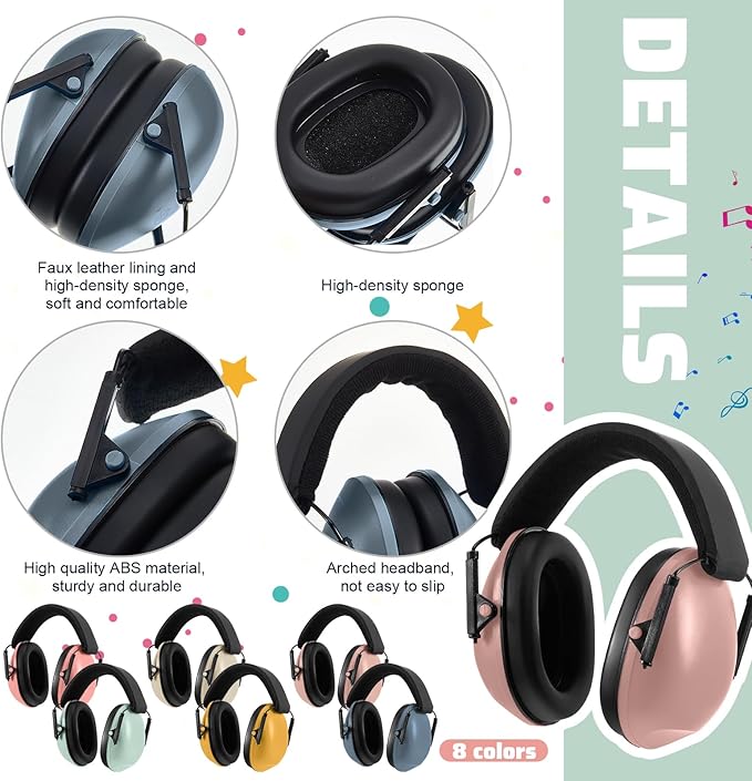Amylove 12 Pcs Kids Ear Protection Noise Cancelling Headphones Ear Muffs Bulk 27db Adult Noise Reduction Hearing Earmuff(Universal Fit (kids & Adults),Classic Style,Happie Boho Color)