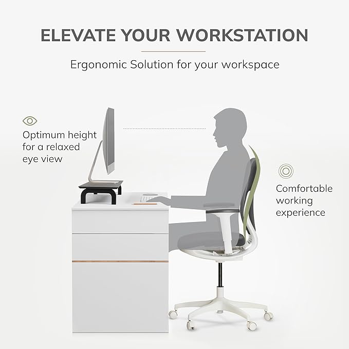 Anji Mountain Monitor Stand - Desktop Organizer & Laptop Riser, Ergonomic Monitor Riser, Space-Saving Monitor Stand for Desk, Durable Construction, Easy Assembly, Ideal for Home & Office,Black