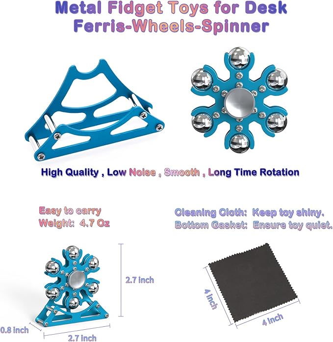 Desk-Fidget-Toys for Ferris-Wheels-Spinner: 4mins Kinetic-Metal-Spinner, Cool-Gadgets-Stuff for Kid Children Teen Adult EDC-Toy, ADHD Tools Stress Relief for Office Home School Men Woman Christmas