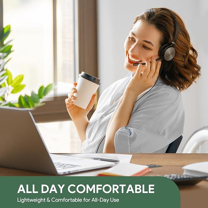 Yealink UH36 Professional USB Headset, Wired Headphones for Computer PC Laptop Work Headset with Noise Canceling Mic for Call and Music(for Teams Certified, Stereo,3.5mm Jack/USB Connection)