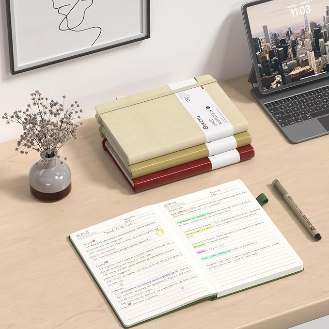 Oucaru Lined Journal Notebook, 4 Pack, 180 Pages, A5 Journals for Writing, 100 GSM Thick Paper, Small Notebooks Daily Journal for Women Men Work, Business, School, Travel Supplies