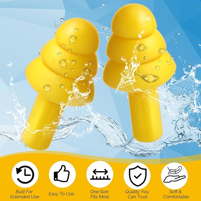 100 Pair Ear Plugs Reusable Silicone Earplugs with Cord, 25db Corded Ear Plugs for Shooting Hunting Hearing Protection Lightweight Earplugs for Sleeping Noise Cancelling Work Construction