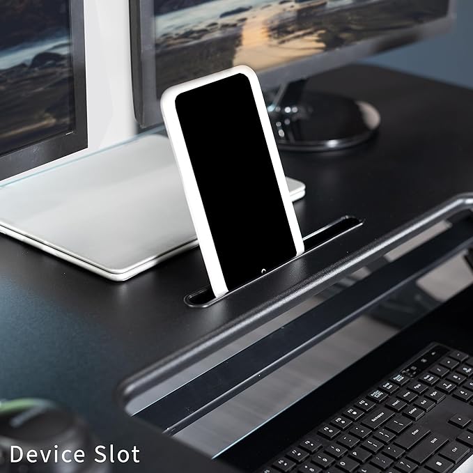 VIVO 48 inch Height Adjustable Large Stand Up Desk Converter, V Series, Quick Sit to Stand Tabletop Dual Monitor Riser Workstation, Black, DESK-V048V