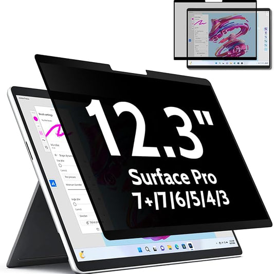 Upgrade Privacy Screen for Surface Pro 7 Plus/7/6/5/4/3 12.3 inch, Fully Removable Anti Glare Blue Light Filter, Anti-Spy Screen Protector for Microsoft Surface Pro 7+, Pro 7, Pro 6, Pro 5, Pro 4/3