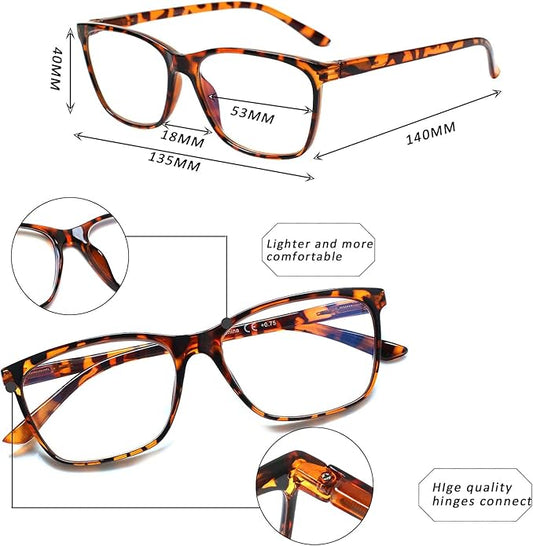 SIGVAN Ladies Reading Glasses Blue Light Blocking Spring Hinge Fashion Pattern Print Eyeglasses for Women