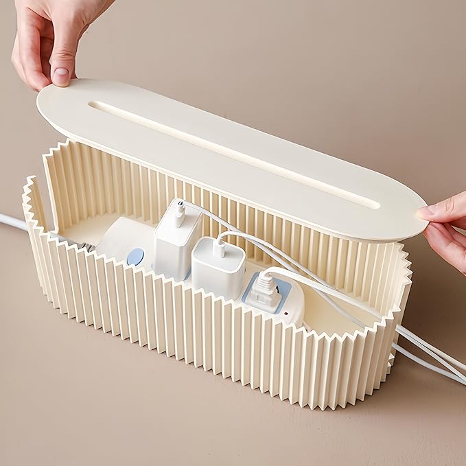 Cord Organizer Box Cable Management Box Power Strip Storage Box for TV, Computer, Laptop