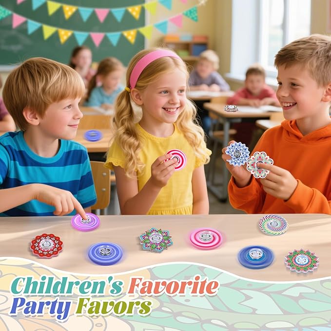 50 Pack Fidget Spinner for Kids, Mini Sensory Fidget Toys Adults Kids 4-8-12 with Autism ADHD, Anxiety Toys Stress Relief Teen Boy Bulk Gifts, Party Favors Classroom Prizes Goodie Bag Stuffers