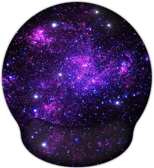 RICHEN Memory Foam Mouse Pad with Wrist Support,Ergonomic Mouse Pad with Wrist Rest,Non-Slip Rubber Base for Computer Laptop & Mac,Lightweight Rest for Home,Office & Travel (Purple Starry)