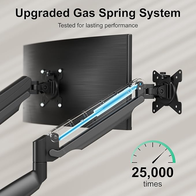 Dual Ultrawide Monitor Mount for 22-35 inch Computer Screens, 2 Monitor Arm Stand with Gas Spring System Each Holds up to 30.8lbs, Full Motion Height Adjustable, VESA 75x75/100x100mm