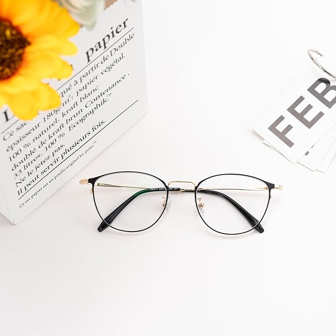 GUDVUE Blue Light Glasses, Computer/Gaming/TV/Phones Glasses for Women/men, Anti Glare/UV400/Eye Strain, Oval Black/Golden