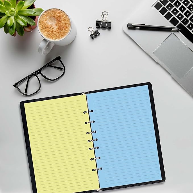 (3 Pack)7-Hole Lined Refills Paper, A5 Filler Paper for Planner Inserts, A5 Loose Leaf Paper, 5 Colors(60 Sheets/C), Total 300 Sheets/600 Pages, College Ruled, 5.5 X 8.5 Inch