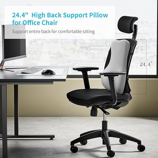 High Back Support Pillow for Office Chair Fully Support Entire Back for Pain Relief and Comfort - Memory Foam Lumbar Support Pillow for Office Chair,Computer,Recliner