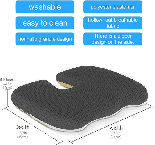 Gooo&Ma Seat Cushion,Air Fiber Cushion for Office Chair, Desk Chair Cushion for Long Sitting Office Workers, Car Drivers (Gray)