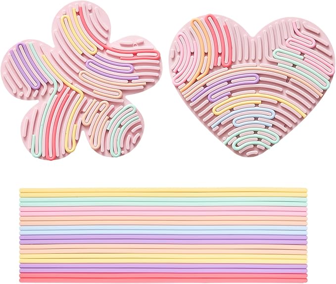 2 Pack Sensory Activity Board with 20 Random-Color Strings, Double-Sided Silicone Sensory Fidget Toy for Kids and Adults with Autism, ADHD, Silent, Stress Relief, Calming, Focus, Gift for Girls Boys