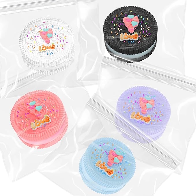 5 Packs Cookie Squishy Fidget Toy Set, Cute Silicone Sticky Taba Squishy, Squeeze Toys for Stress Relief and Anxiety Relaxing, Decompression Toy, Gifts for Kids/Adult, Black Pink Clear Blue Purple