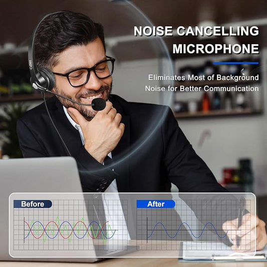 Callez Wired Computer Headset, 3.5mm/USB-C Headset with Mic Noise Cancelling for Work, Cell Phone Headphone for PC Laptop Mac iPhone Samsung Zoom Teams Call Center Home Office, in-line Controls