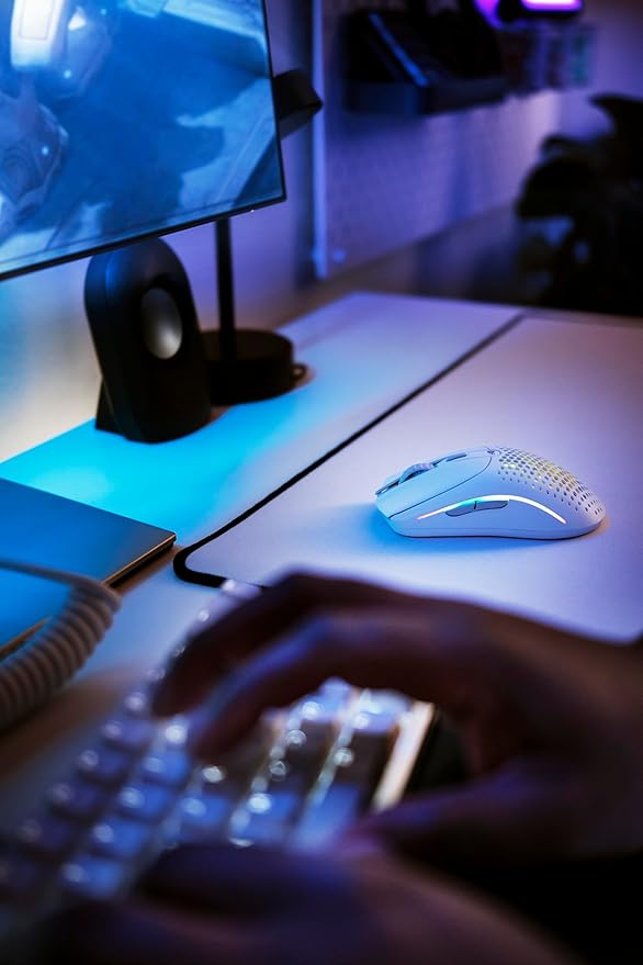 Glorious Gaming Model O 2 Wireless Gaming Mouse - Hybrid 2.4GHz & Bluetooth Wireless, 68g Superlight, Long Battery Life, 26k BAMF 2.0 Sensor, RGB, Ambidextrous, 6 Buttons, PTFE Feet - White