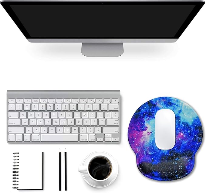 ToLuLu Mouse Pad with Wrist Rest Support, Gel Cute Mouse Pads Non Slip Rubber Base Mousepad, Ergonomic Mouse Wrist Rest Pad for Laptop Computer Home Office Working Gaming Pain Relief, Nebula Galaxy