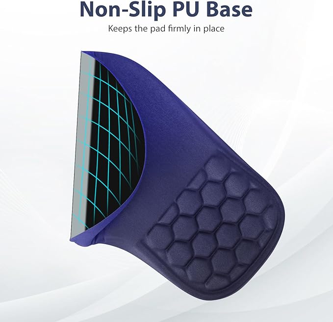 3 in 1 Ergonomic Mousepad with Wrist Rest, Gaming Keyboard Mouse Pad with Wrist Support Non-Slip Base Massage Design, Pain Relief (Blue/Black)