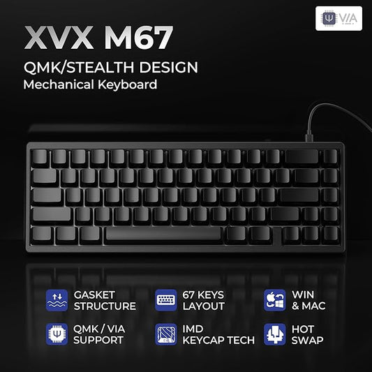 HITIME x XVX M67 60% Keyboard USB Wired Gaming Keyboard with Phantom Keycaps, QMK/VIA Support, Hot-Swappable, Creamy Pre-lubed ICE Switches, RGB Backlit, Gasket Structure, Topographic Theme