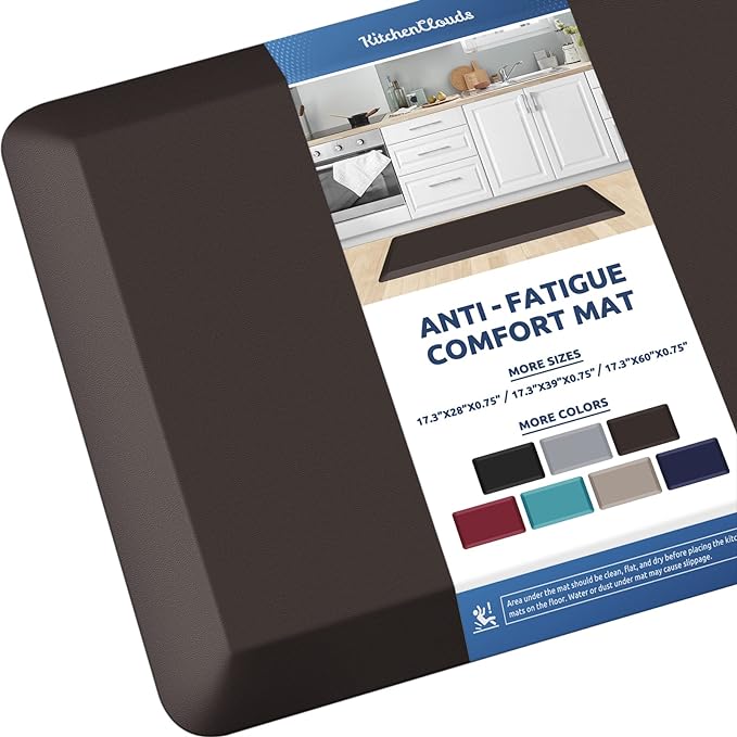 KitchenClouds Kitchen Mat Cushioned Anti Fatigue Kitchen Rug Non Slip Standing Mat Comfort Floor Mats for Sink Office (17.3"x39"- 0.8inch)