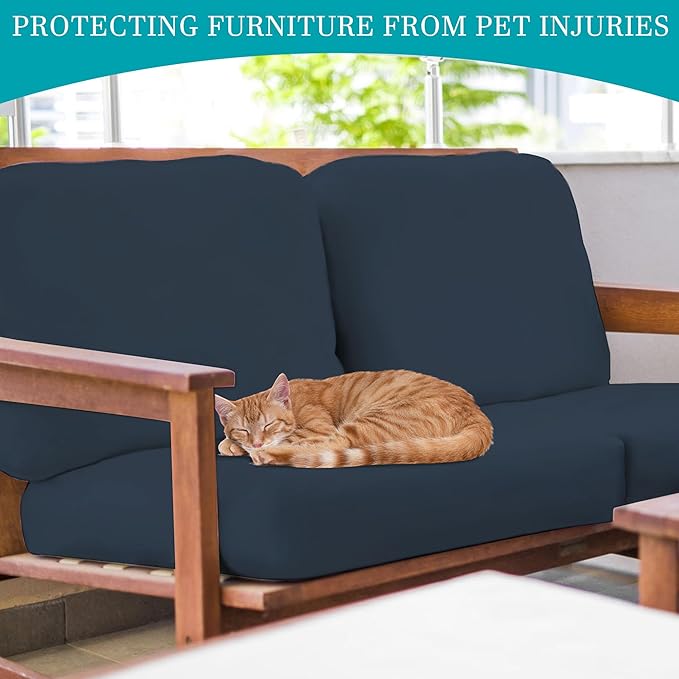 12 Pcs Stretch Patio Cushion Covers,Outdoor Couch Covers Replacement,Outdoor Couch & Sofa Slipcovers,for Patio Furniture Cushion Covers,Washable Reusable Furniture Protector (Gray Blue,Cover Only)