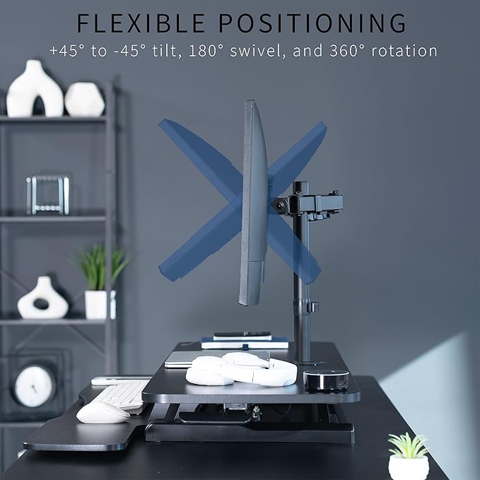 VIVO Height Adjustable 48 inch Standing Desk Converter with Dual 13 to 30 inch Monitor Stand, Sit Stand Monitor Mount and Desk Riser, Black, DESK-V048KB-M2